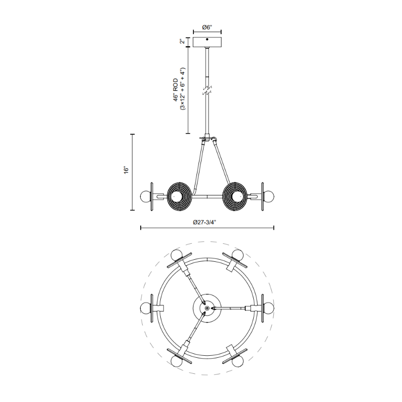 Alora CH346028 Dahlia 6-lt 28" LED Chandelier