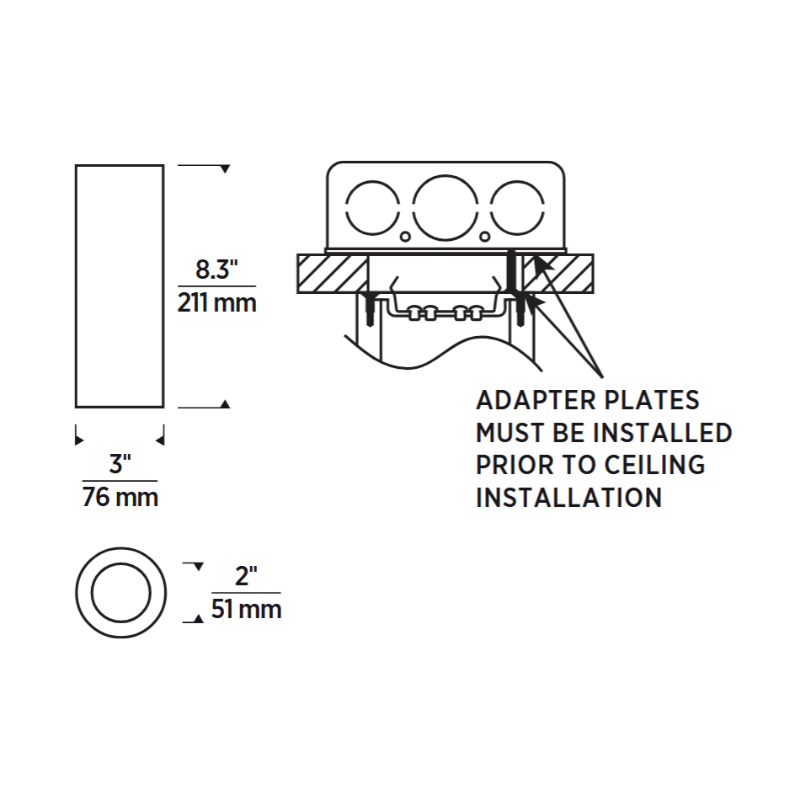 Entra 3" Round 15W LED Fixed Cylinder, Flush Mount
