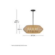 Hinkley 10385-LV Luca 5-lt 28" LED Outdoor Chandelier - Black/Camel Ratten