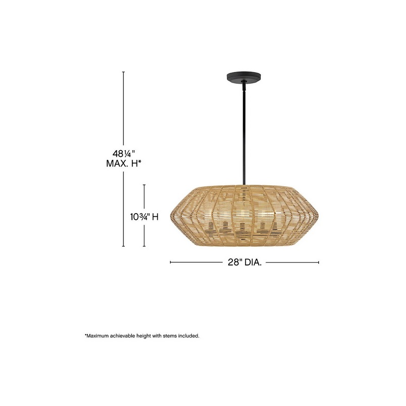 Hinkley 10385-LV Luca 5-lt 28" LED Outdoor Chandelier - Black/Camel Ratten