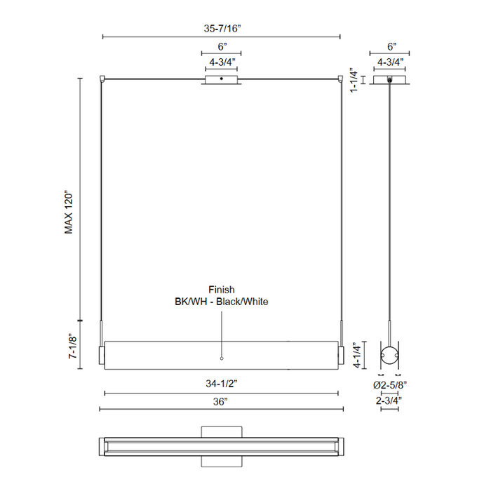 Kuzco LP73536 Phoenix 1-lt 36" LED Linear Pendant