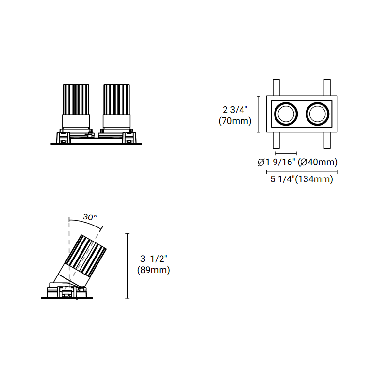 Eurofase BTGO-2-T Baby Tango 2 Light 10W LED Flat Gimbal Trim, Honeycomb Louvre