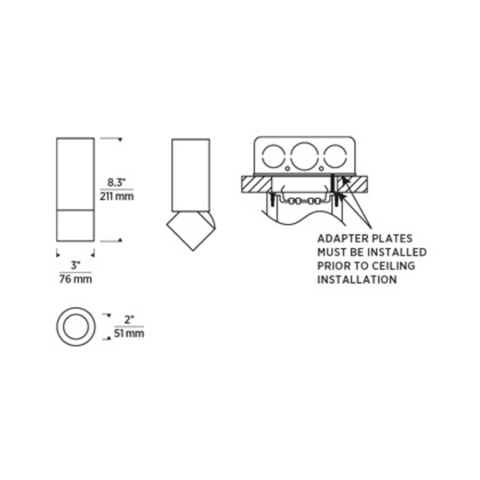 Element ENCY3R ENTRA 3" 27W Adjustable LED Cylinder, Warm Dim, Flush Mount