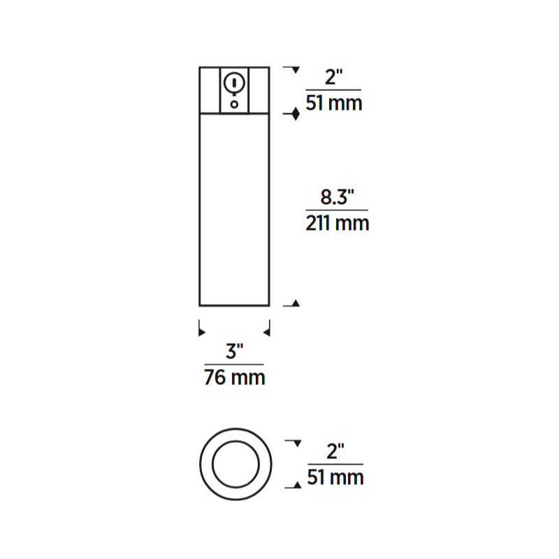 ENTRA 3" 12W Wall Wash LED Cylinder, Conduit Mount