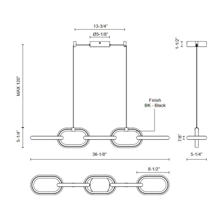 Kuzco LP92636 Airen 36" LED Linear Pendant