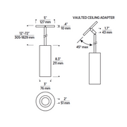 ENTRA 3" 27W Fixed LED Cylinder, Pendant Mount