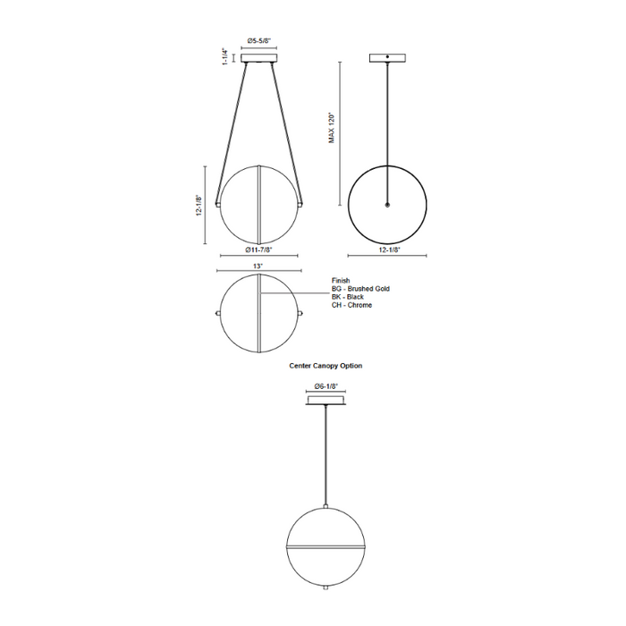 Kuzco PD76712 Aries 1-lt 13" LED Pendant