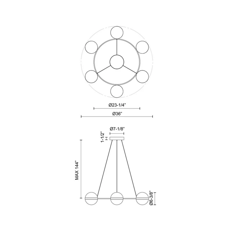 Alora CH302006-UNV Tagliato 6-lt 36" LED Chandelier