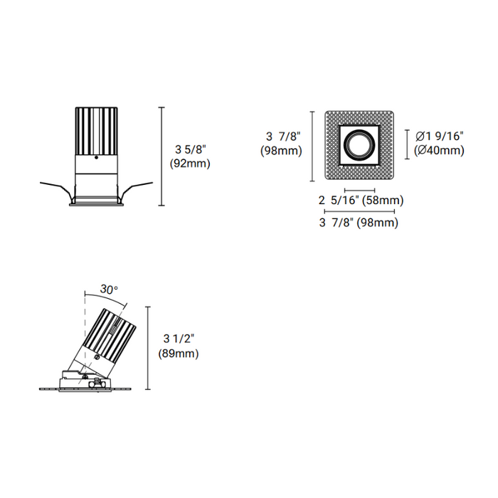 Eurofase BTGO-1S-TL Baby Tango 1 Light 10W Square LED Trimless Flat Gimbal, Frosted Lens
