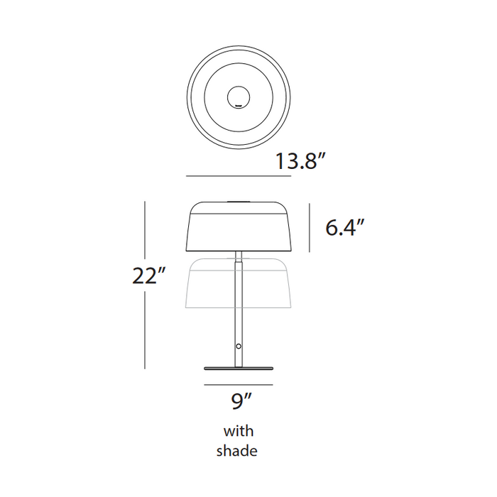 Koncept YUT-SW Yurei LED Table Lamp, Plexiglass Shade