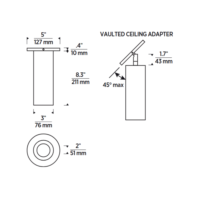 ENTRA 3" 15W Fixed LED Cylinder, Surface Mount