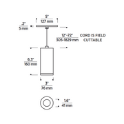 Element EC3R 3" 15W Fixed LED Cylinder, Warm Dim, Cord Mount