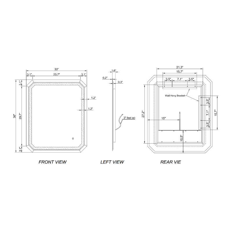 Paris Mirror Lustra 30" x 36" LED Vanity Front-Lit & Backlit Mirror, 3CCT Selectable