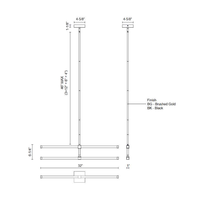 Kuzco CH23532 Blade 2-lt 32" LED Chandelier