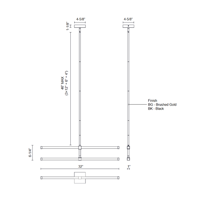 Kuzco CH23532 Blade 2-lt 32" LED Chandelier