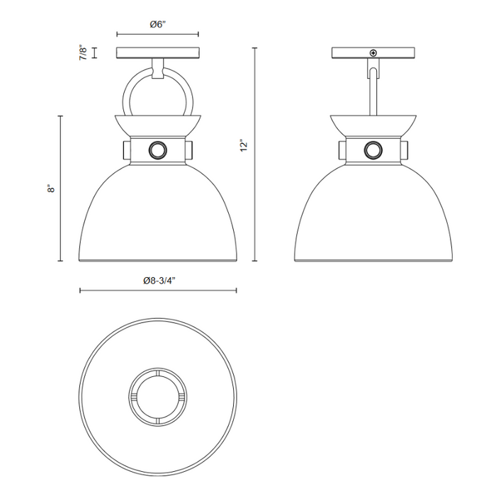 Alora Mood SF411309 Waldo 1-lt 9" Semi Flush Mount