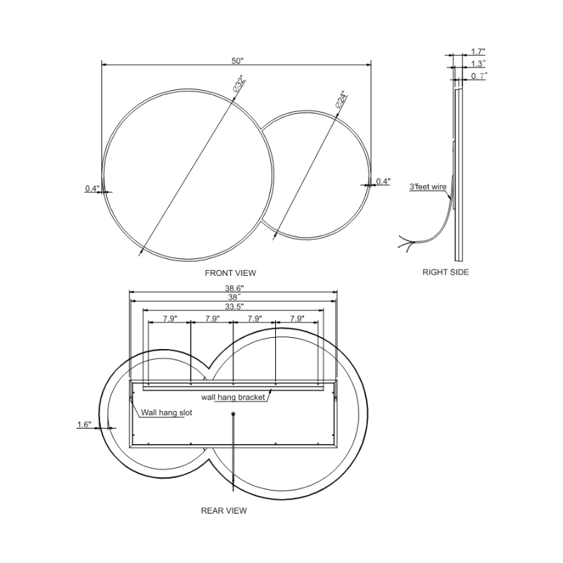 Paris Mirror Bubble 50" x 32" LED Vanity Backlit Mirror