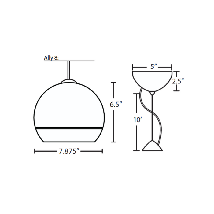 Besa 1KX-ALLY8 Ally 1-lt 8" Pendant, Cable Fixture