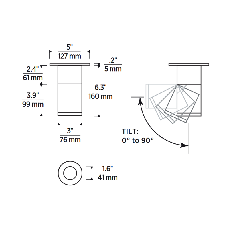 Element EC3R 3" 12W Adjustable LED Cylinder, Surface Mount