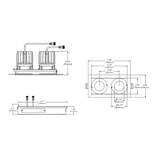 Eurofase TGO2T Tango 2 Light 30W Square LED Fixed Downlight with Trim, Linear Spread Lens