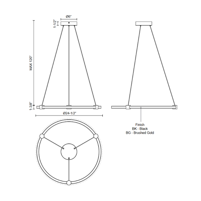 Kuzco PD24724 Bruni 1-lt 25" LED Pendant