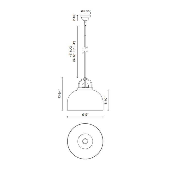 Alora Mood PD461101 Lancaster 1-lt 15" Pendant