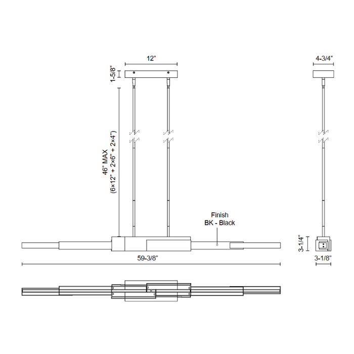 Kuzco LP29560 Enzo 1-lt 59" LED Linear Pendant