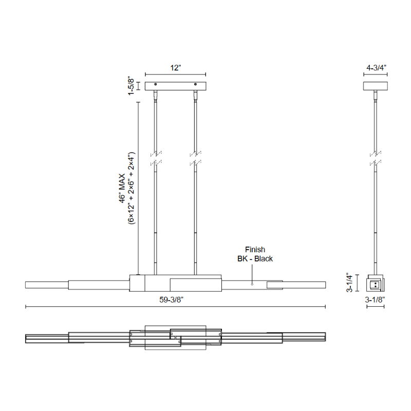 Kuzco LP29560 Enzo 1-lt 59" LED Linear Pendant
