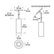 ENTRA 3" 19W Wall Wash LED Cylinder, Warm Dim, Pendant Mount