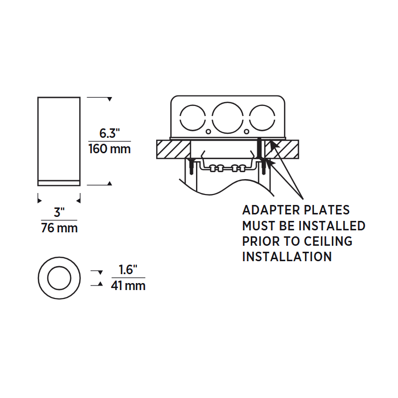 Element EC3R 3" 15W Wall Wash LED Cylinder, Warm Dim, Flush Mount