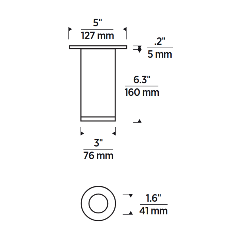 Element EC3R 3" 24W Wall Wash LED Cylinder, Surface Mount