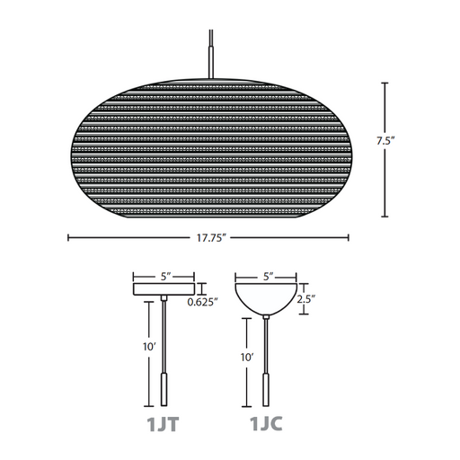 Besa 1J-VENUS Venus 1-lt 18" LED Pendant, Cord Fixture