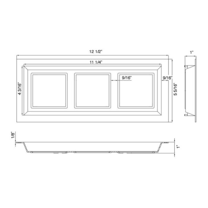 Lotus LLL-M3 13" Multi 3 Head Recessed Fixture for LSG3-HO-TT