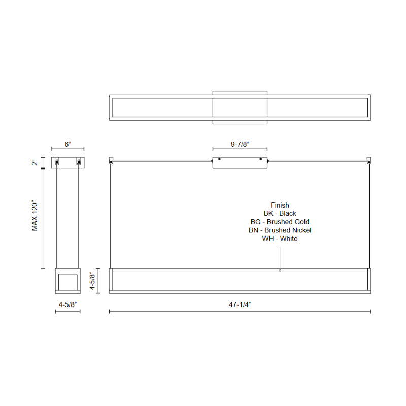 Kuzco LP45548 Plaza 1-lt 47" LED Linear Pendant