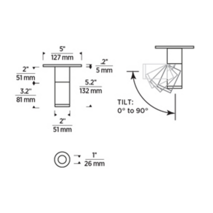 Element EC2R 2" 12W Adjustable LED Cylinder, Warm Dim, Surface Mount
