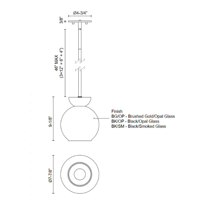 Kuzco PD59708 Arcadia 1-lt 8" Pendant