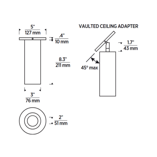 Entra 3" Round 15W LED Fixed Cylinder, Surface Mount