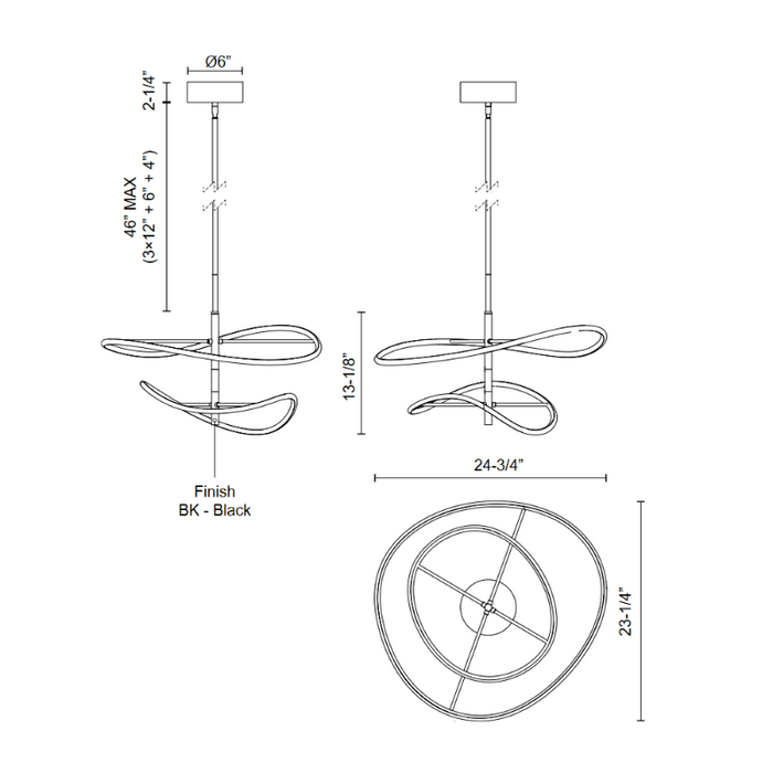 Kuzco PD96424 Collide 2-lt 25" LED Pendant