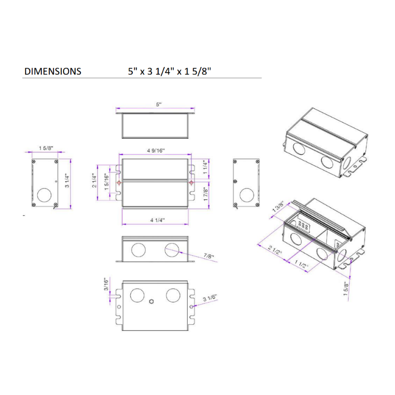 Lotus ETF24096TDJ 96W 24V Class 2 Dimmable Mini Electronic Transformer in Junction Box