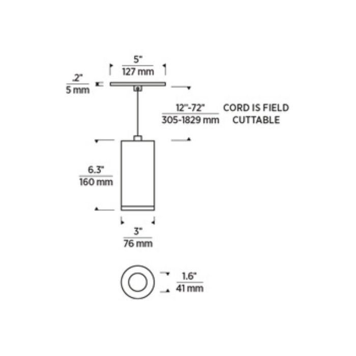 Element EC3R 3" 19W Fixed LED Cylinder, Cord Mount