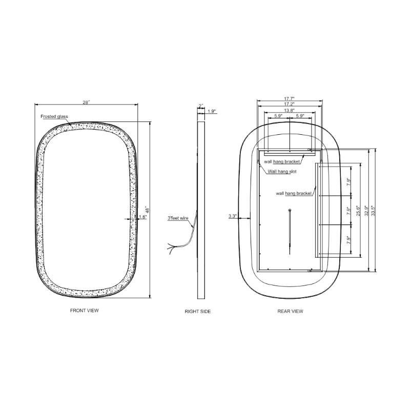Paris Mirror Chic 28" x 48" Oval LED Vanity Front-Lit Mirror, 3CCT Selectable