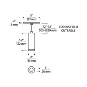 Element EC2R 2" 15W Fixed LED Cylinder, Cord Mount