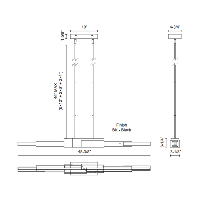 Kuzco LP29548 Enzo 1-lt 48" LED Linear Pendant