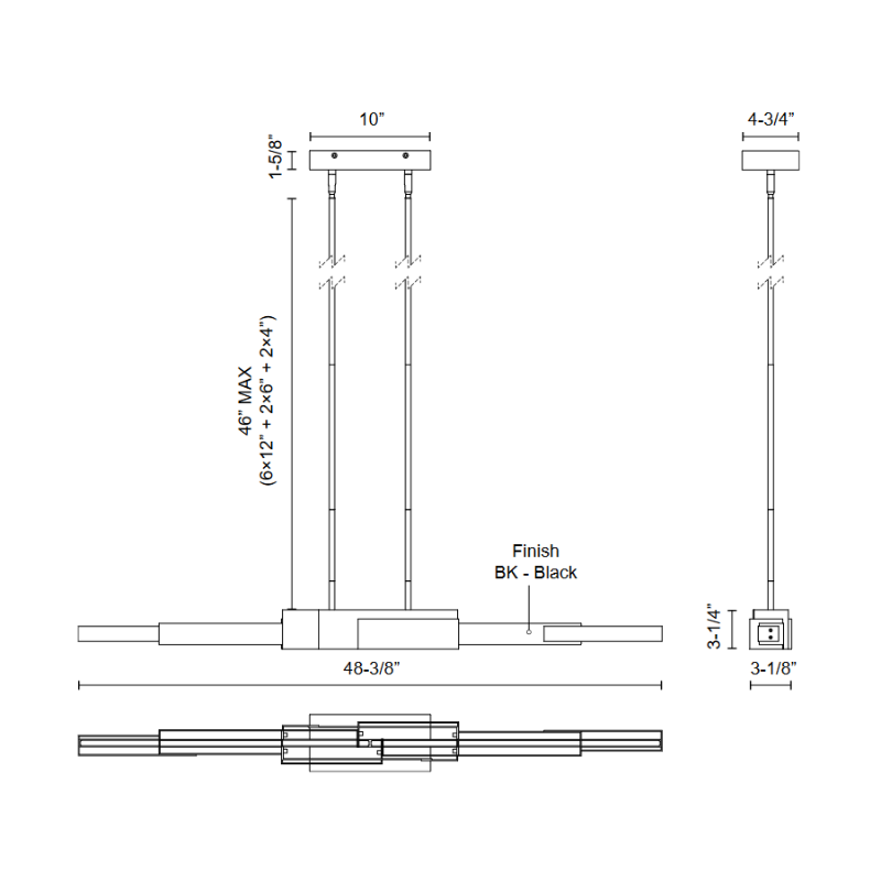 Kuzco LP29548 Enzo 1-lt 48" LED Linear Pendant