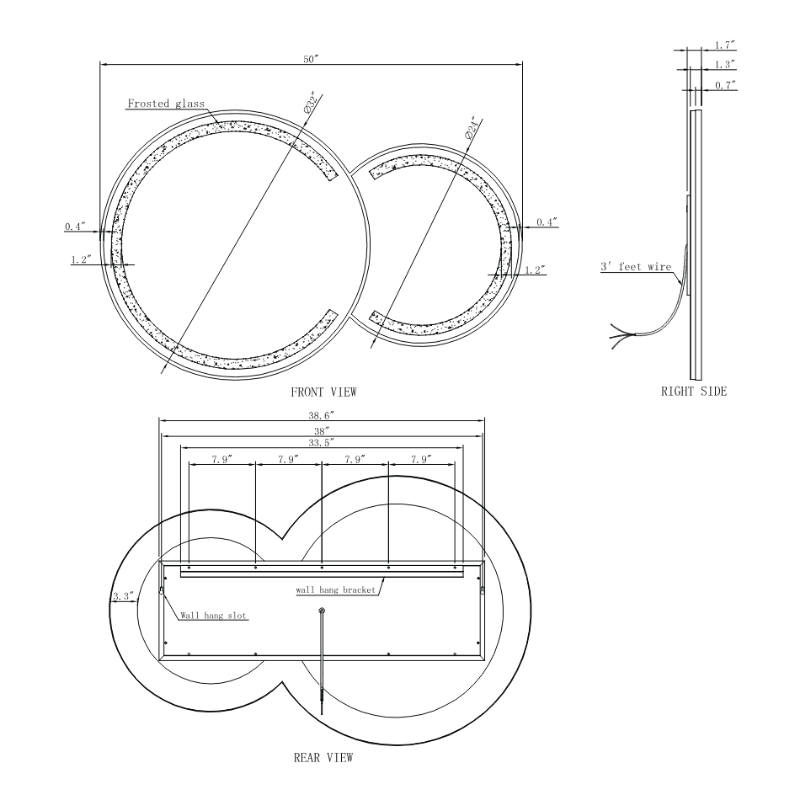 Paris Mirror Bubble Harmony 50" x 32" LED Vanity Front-Lit & Backlit Mirror