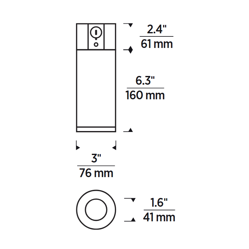 Element EC3R 3" 19W Wall Wash LED Cylinder, Conduit Mount