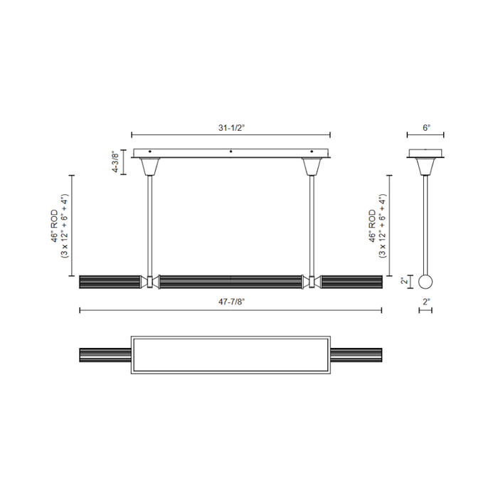 Alora LP348148-UNV Edwin 3-lt 48" LED Linear Pendant