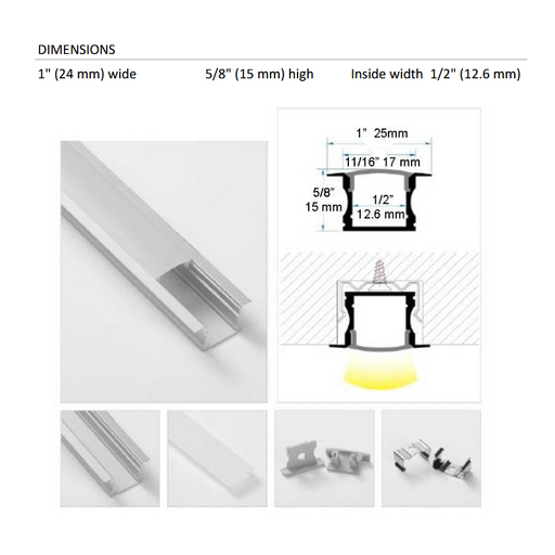 Lotus LH-2515 4-ft Recessed Mount Aluminum Profile with White Diffused Cover (Pack of 10)