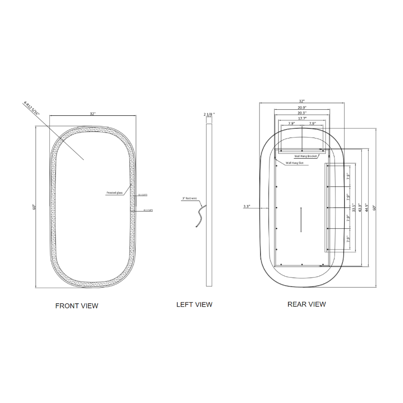 Paris Mirror Chic 32 x 60 Oval LED Illuminated Mirror, RGB