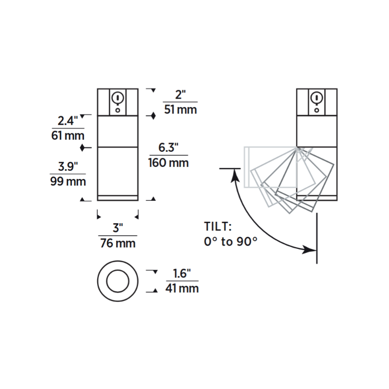 Element EC3R 3" 15W Adjustable LED Cylinder, Warm Dim, Conduit Mount
